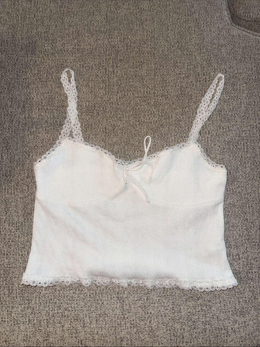 Altar'd State White Lace-Trim Cropped Cami